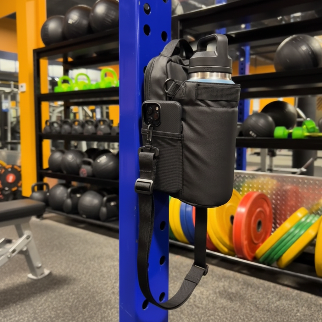 Angled view showing strap